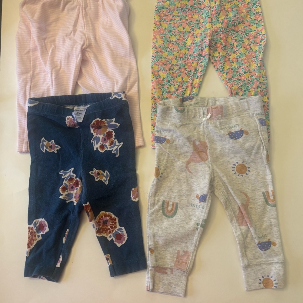 Carter's Floral, Pink & Gray Baby Leggings Set